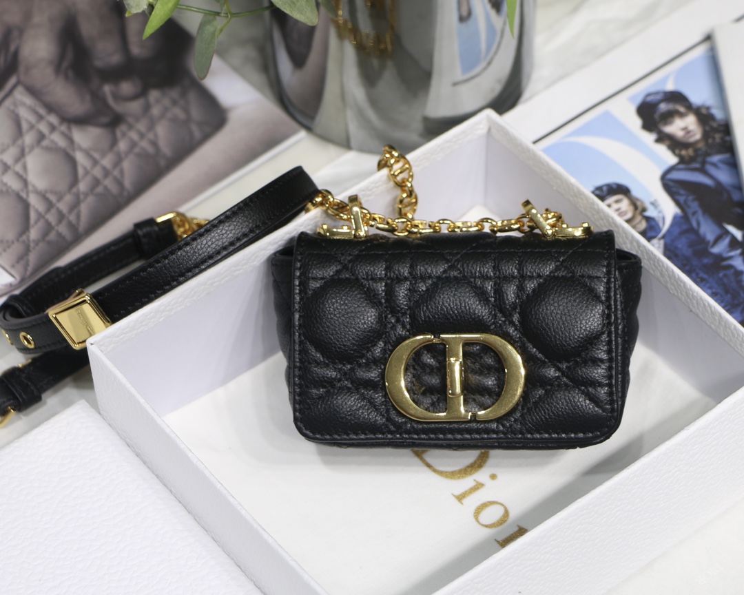d10r micro caro bag S*pple cannage calfskin black s2022 13 x 8 x 4 cm