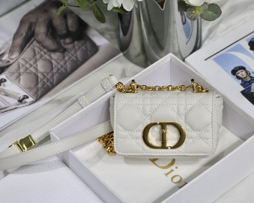 d10r micro caro bag S*pple cannage calfskin white s2022 13 x 8 x 4 cm