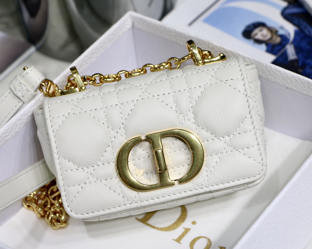 d10r micro caro bag S*pple cannage calfskin white s2022 13 x 8 x 4 cm