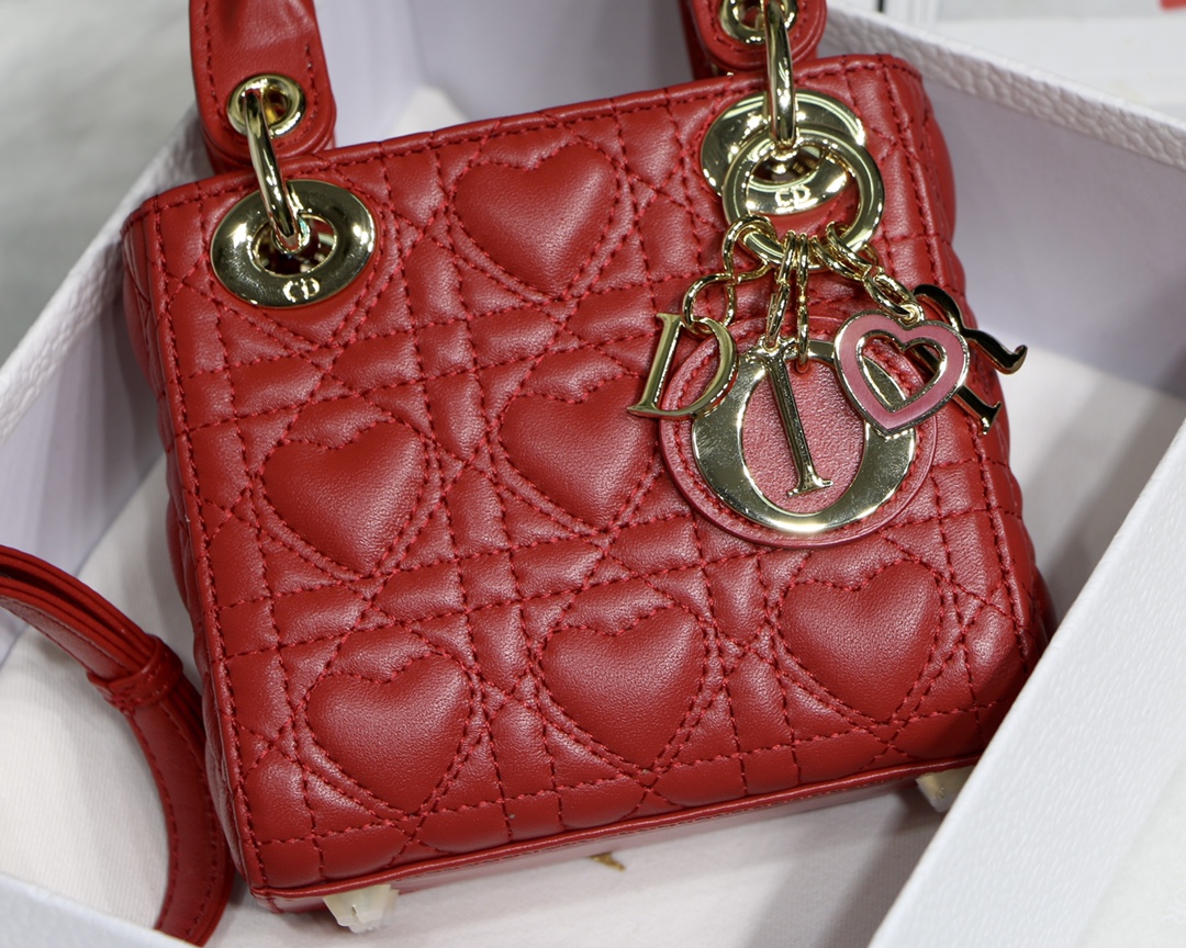 D10r micro lady bag red cannage lambskin red s0856 12cm