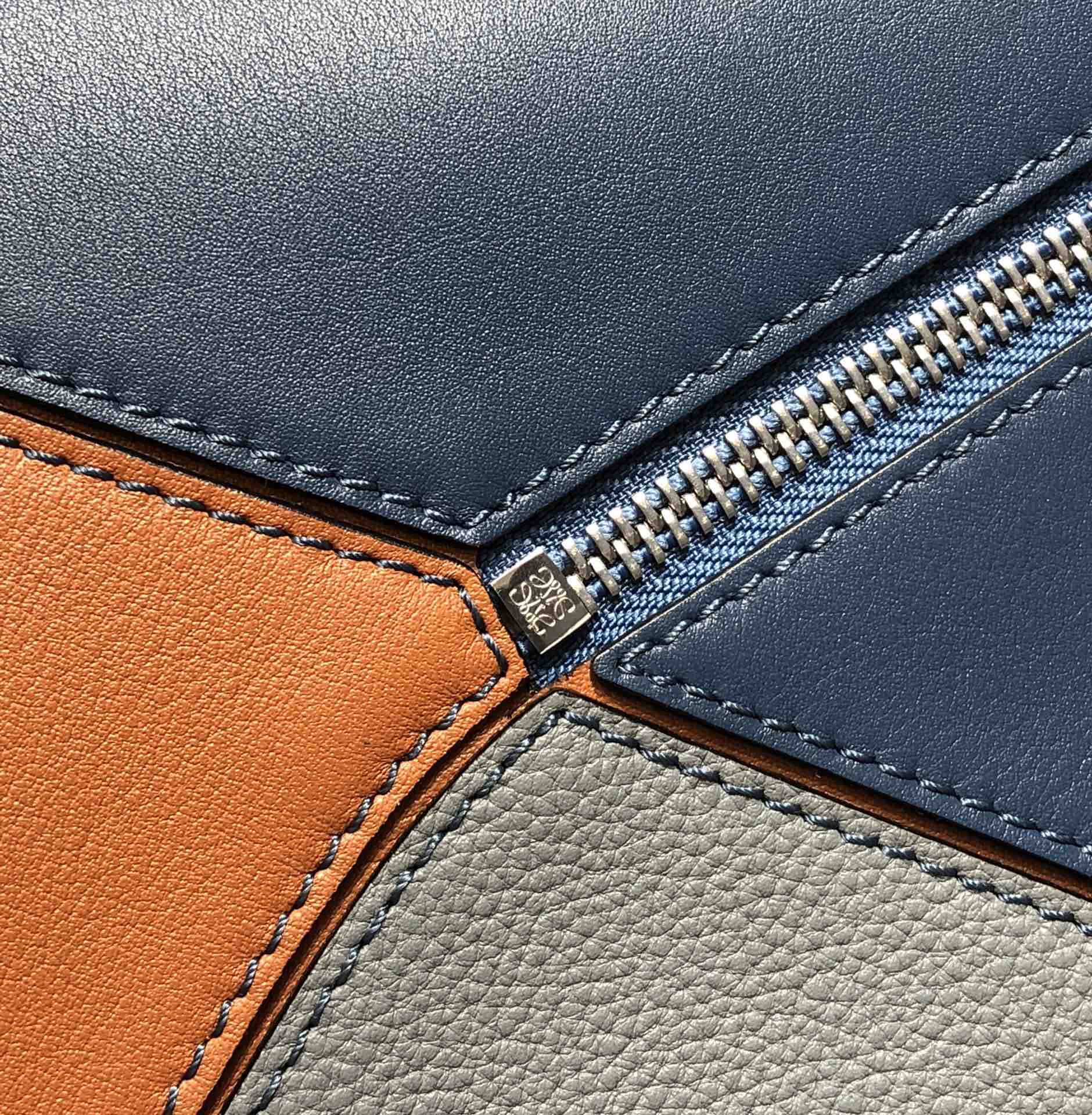 L0ew* medium puzzle bag classic calfskin palladium metal blue/orange a510s20x08 29 x 18 x 12 cm
