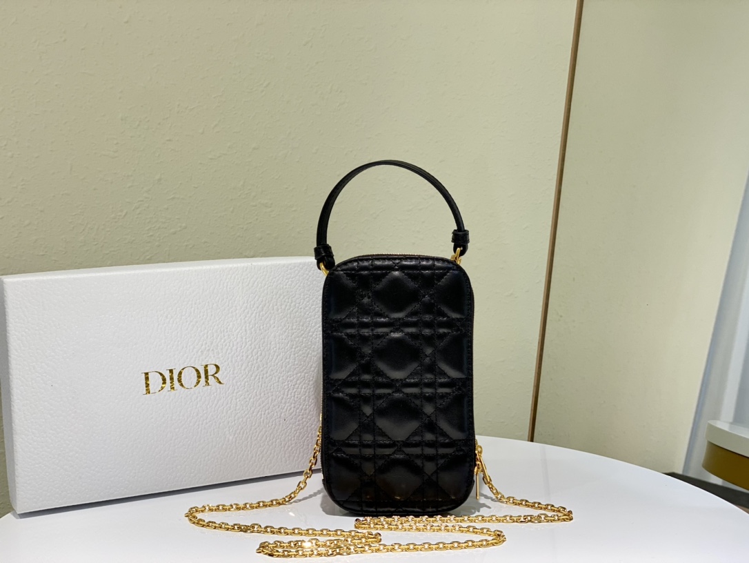 D10r lady D10r phone holder cannage lambskin black s0872 18 cm