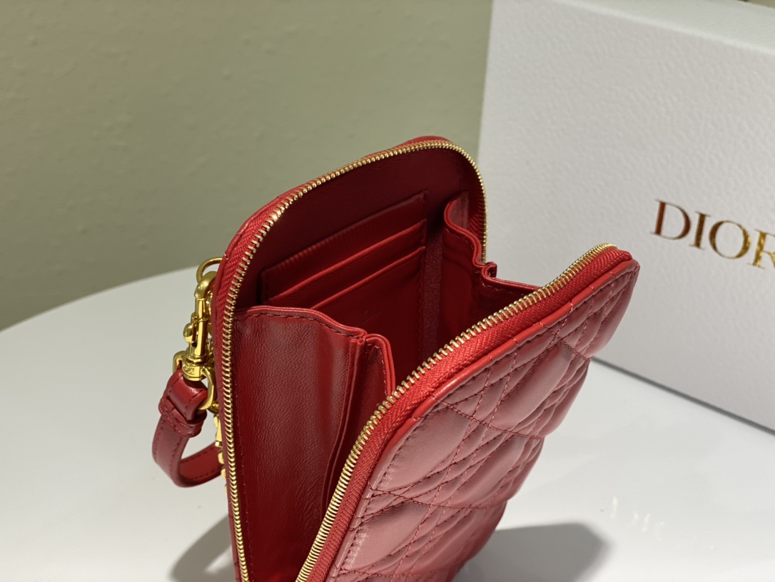 D10r lady D10r phone holder cannage lambskin red s0872 18 cm