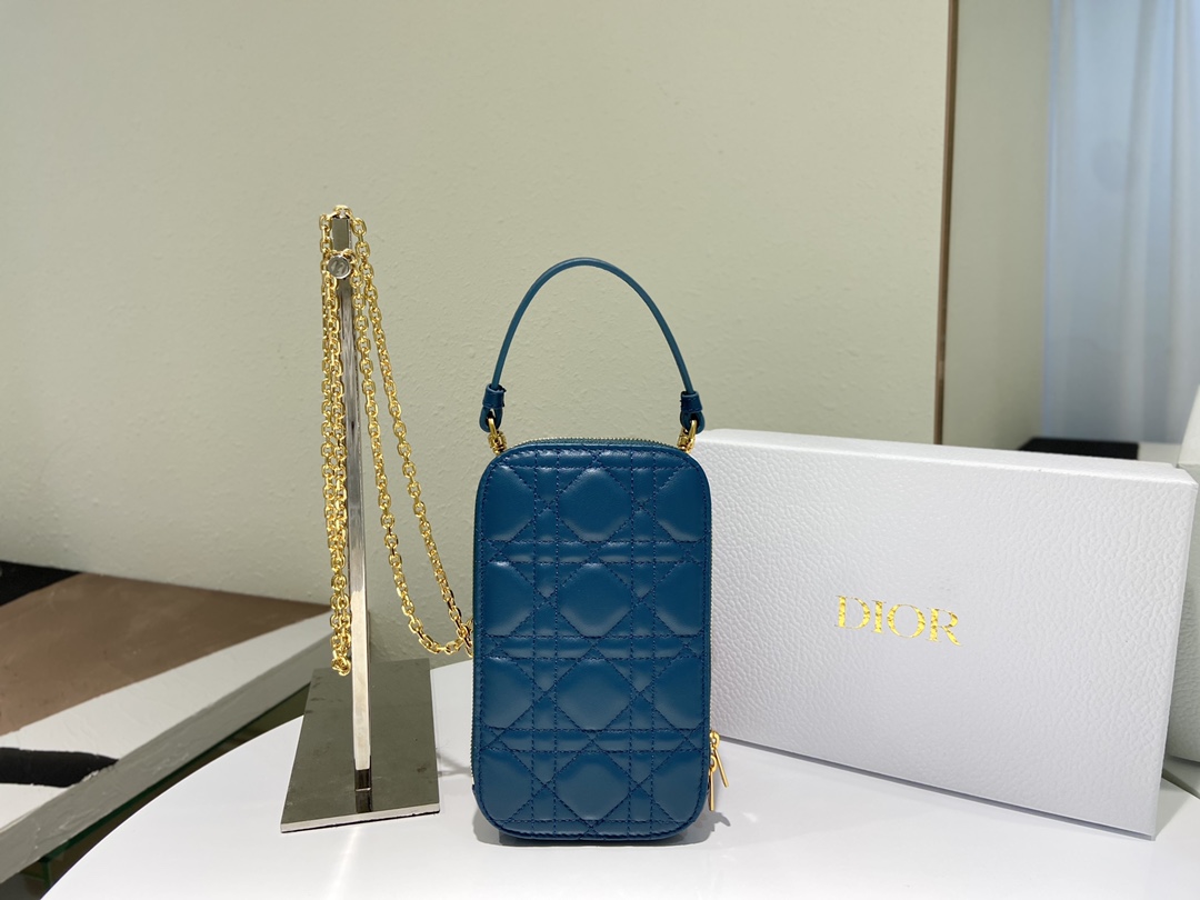 D10r lady D10r phone holder cannage lambskin blue s0872 18 cm