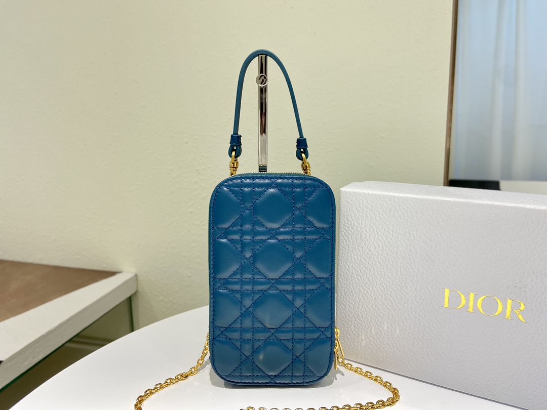 D10r lady D10r phone holder cannage lambskin blue s0872 18 cm