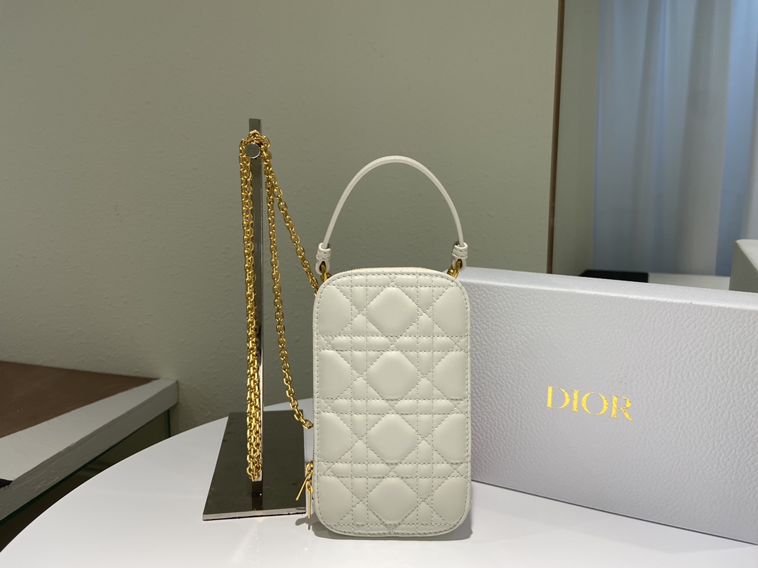 D10r lady D10r phone holder cannage lambskin white s0872 18 cm