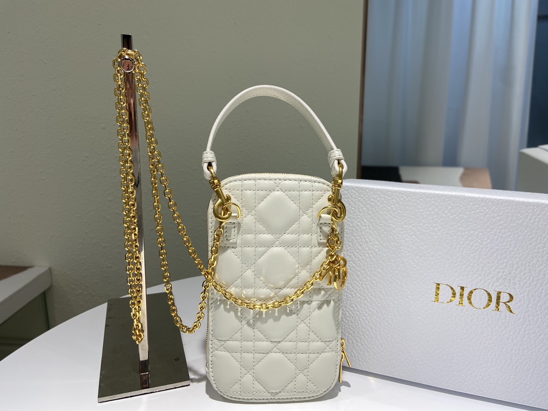 D10r lady D10r phone holder cannage lambskin white s0872 18 cm