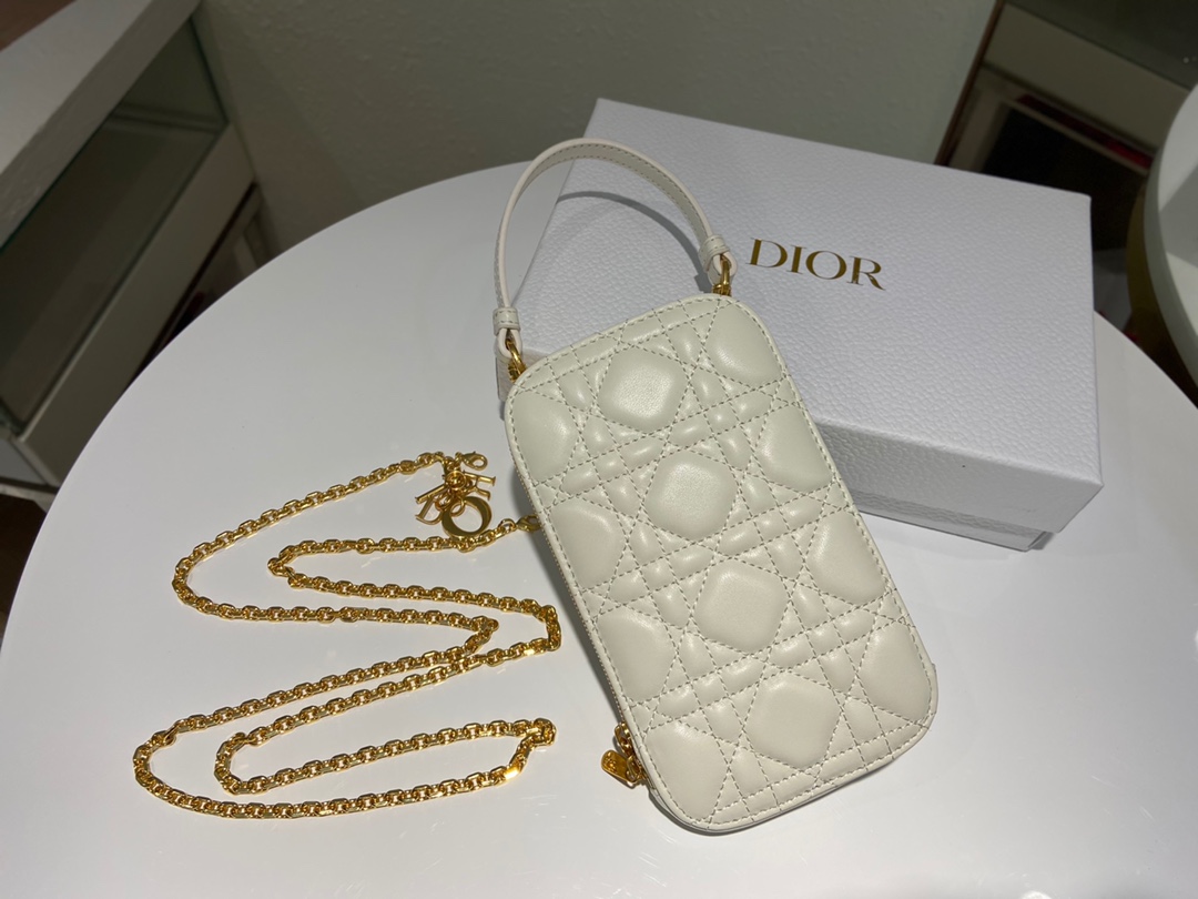 D10r lady D10r phone holder cannage lambskin white s0872 18 cm