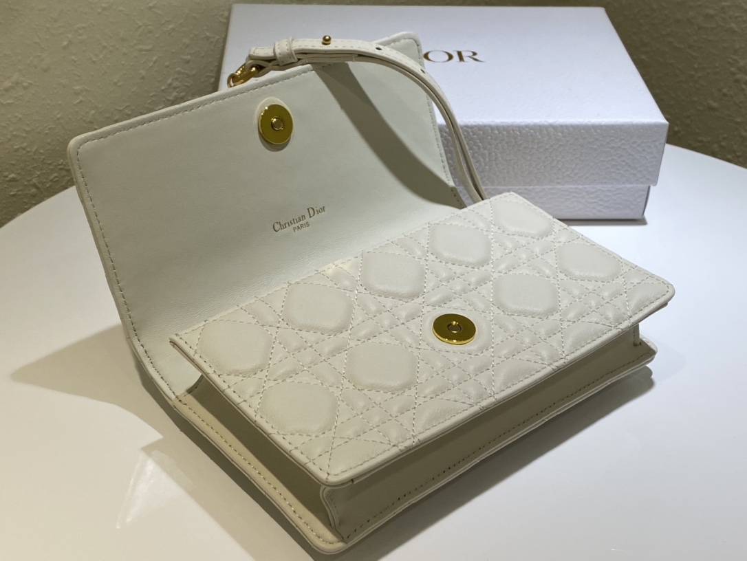 d10r caro belt pouch with chain S*pple cannage calfskin white s5091 20 x 11.5 x 3.5 cm
