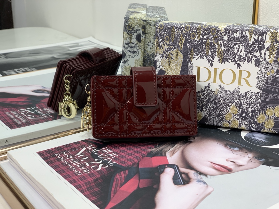D10r lady D10r 5-gusset card holder patent cannage calfskin burgundy s0074 10.5 cm