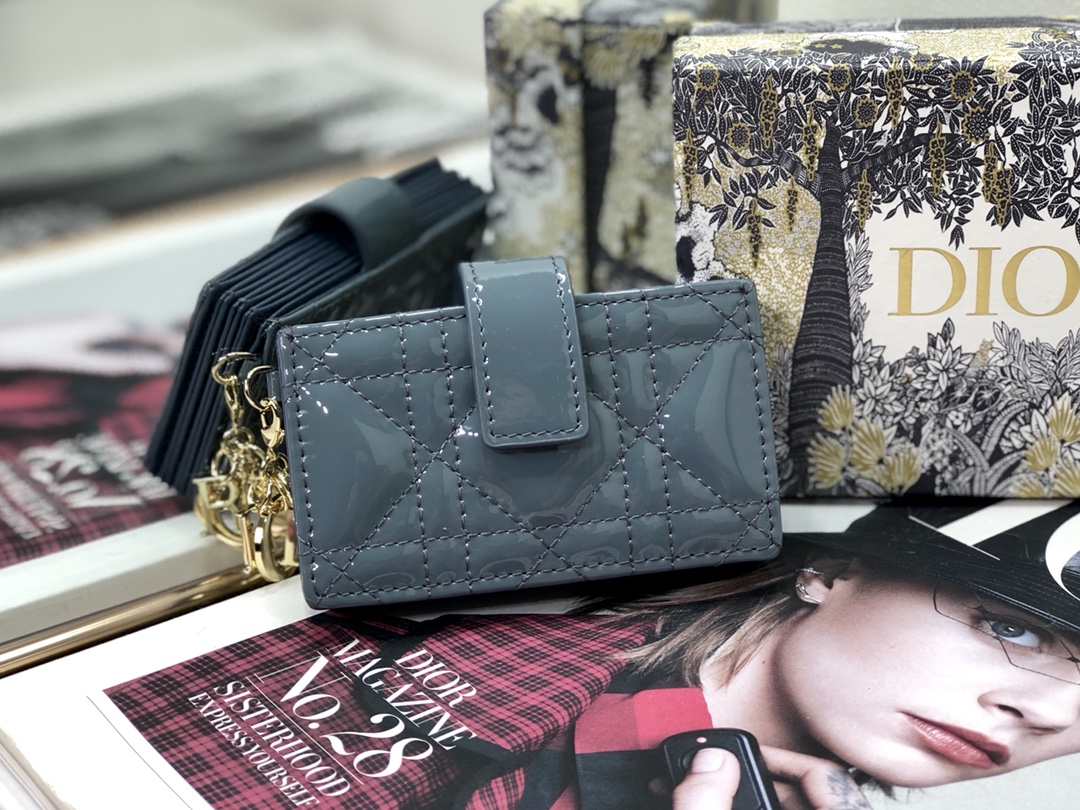 D10r lady D10r 5-gusset card holder patent cannage calfskin sky blue s0074 10.5 cm