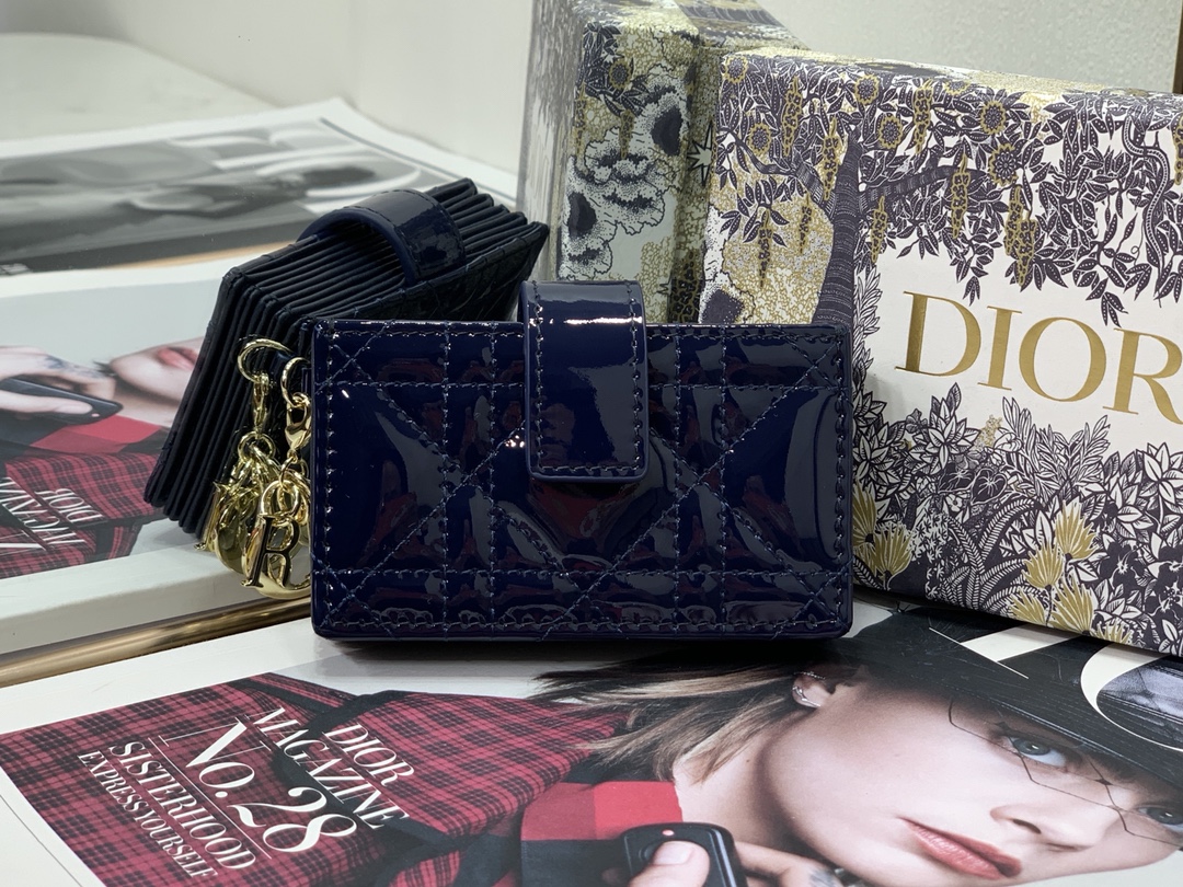 D10r lady D10r 5-gusset card holder patent cannage calfskin indigo blue s0074 10.5 cm