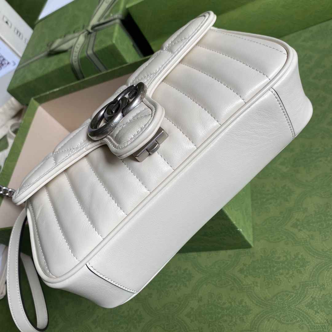 Gvc*1 mini gg marmont shoulder bag white black metal 446744 23 x 14 x 6 cm
