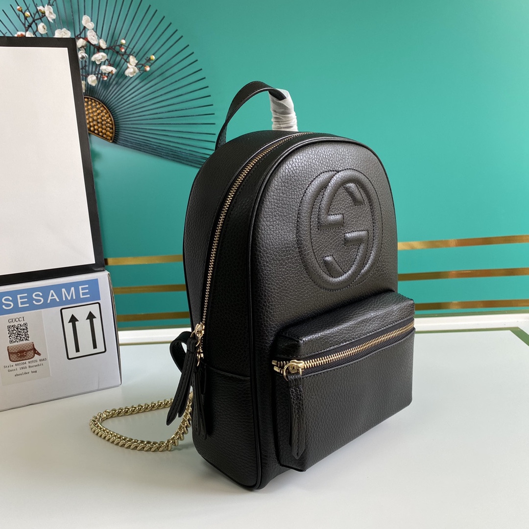 Gvc*1 soho leather chain backpack black 431570 22.5 x 31 x 9.5 cm