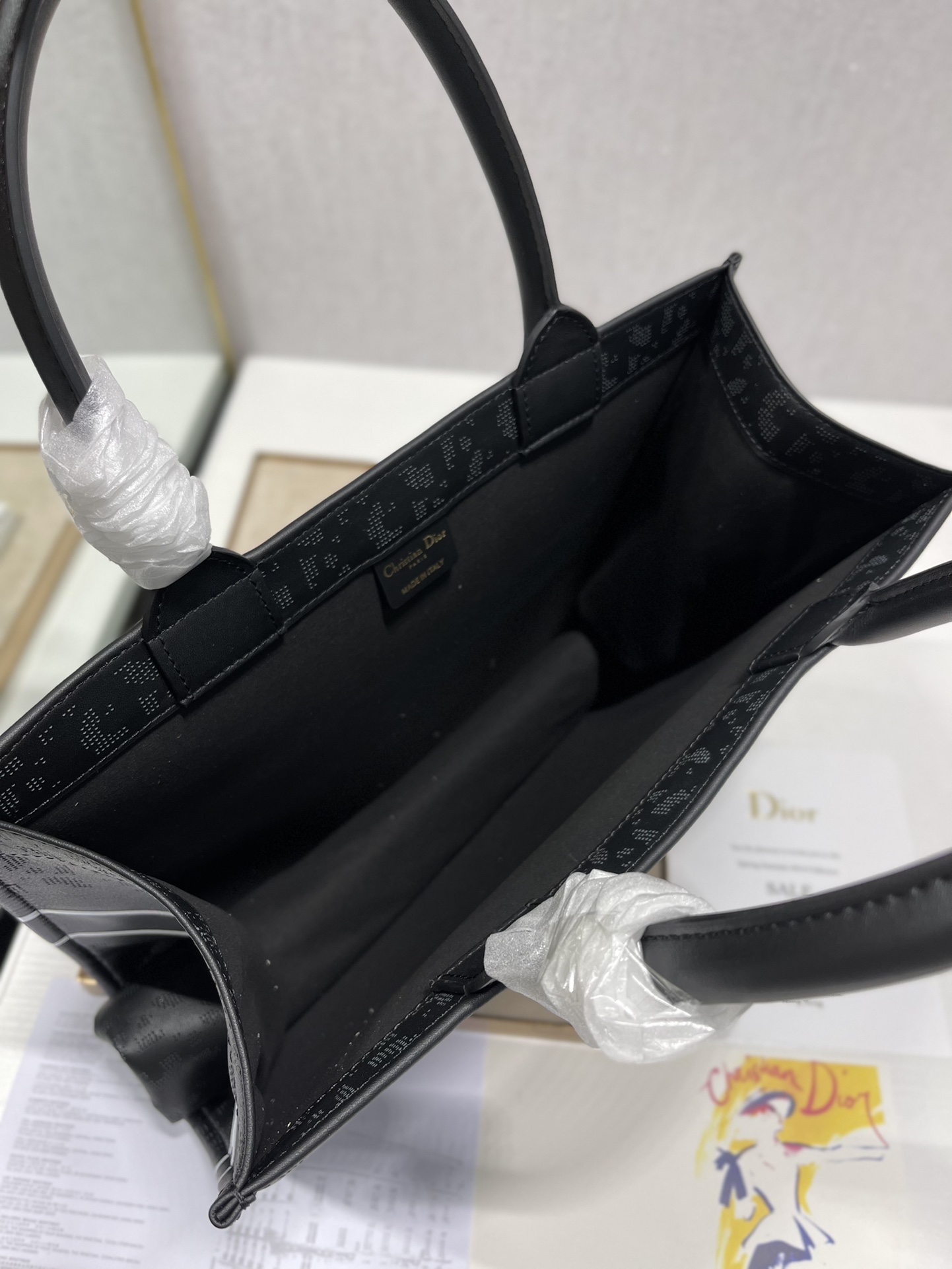 D10r small book tote black leather m1296 36 × 28 cm
