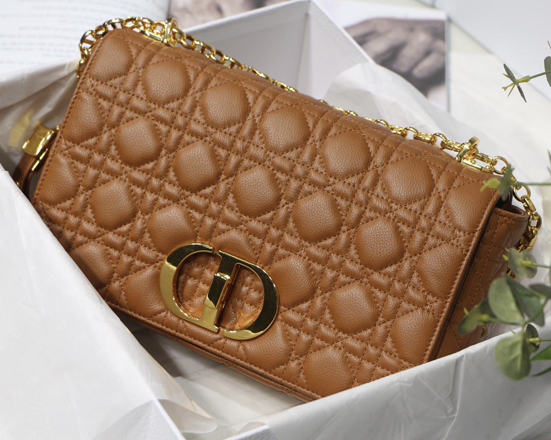 d10r large caro bag S*pple cannage calfskin caramel m9243 28 x 17 x 9 cm