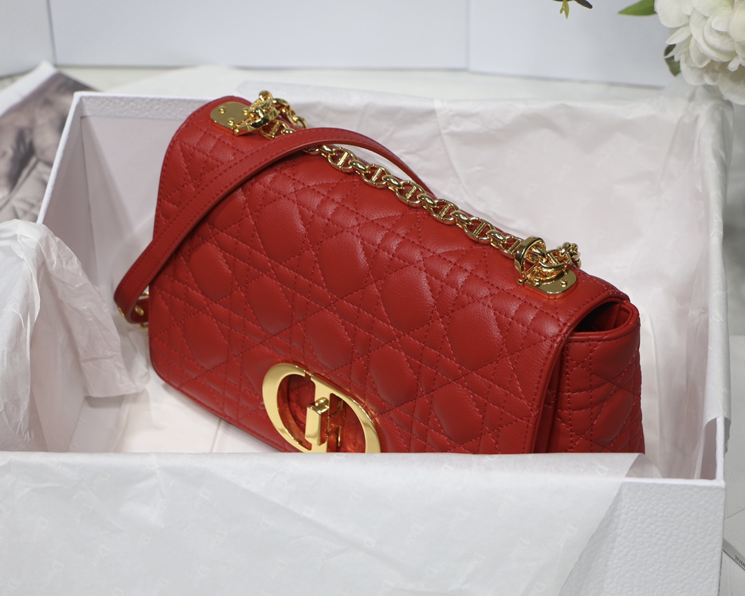 d10r medium caro bag S*pple cannage calfskin red m9242 25.5 x 15.5 x 8 cm