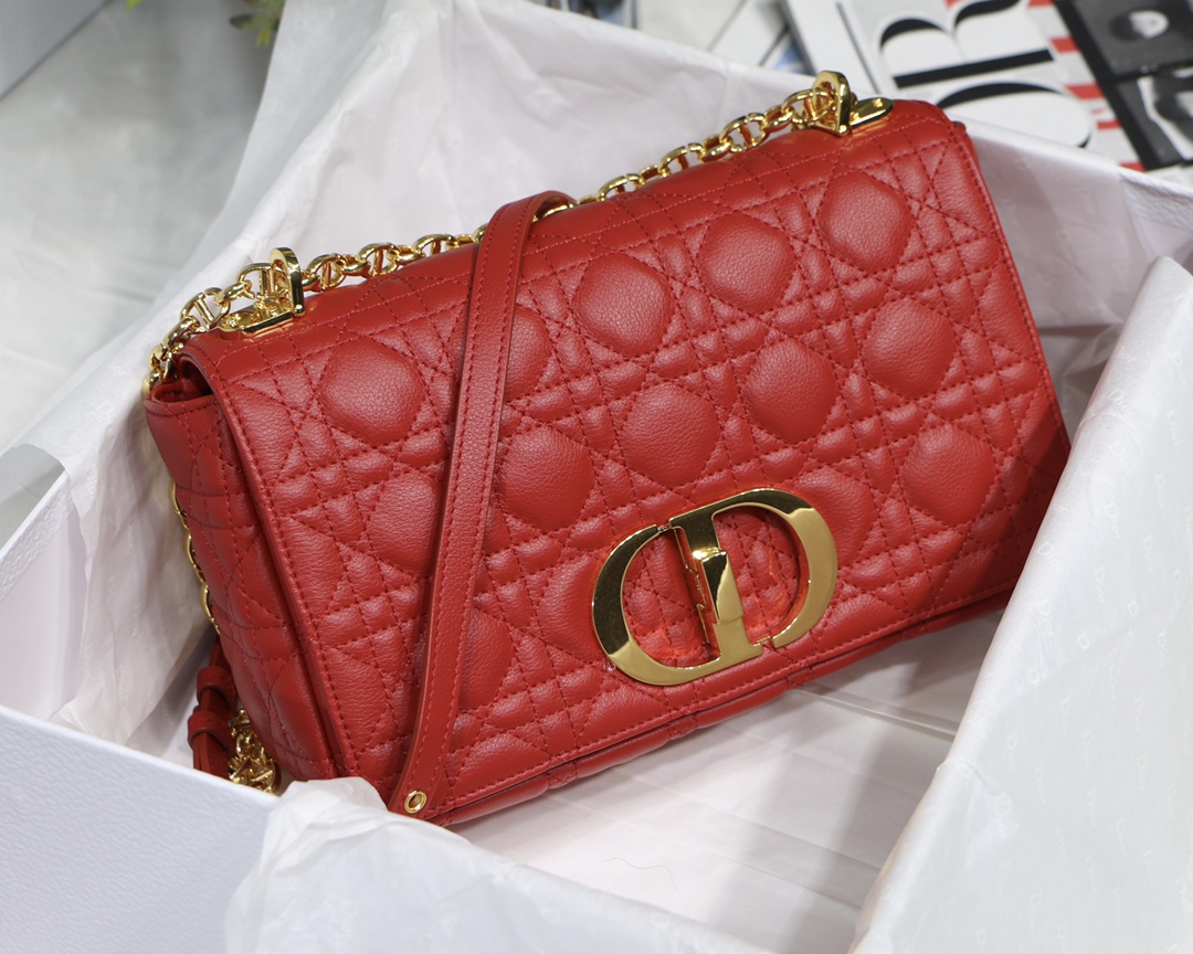d10r medium caro bag S*pple cannage calfskin red m9242 25.5 x 15.5 x 8 cm