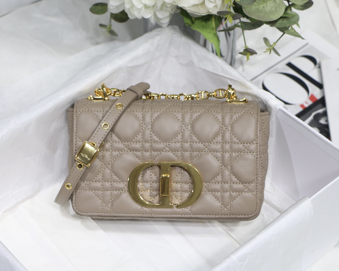 d10r small caro bag S*pple cannage calfskin taupe m9241 20 x 12 x 7 cm