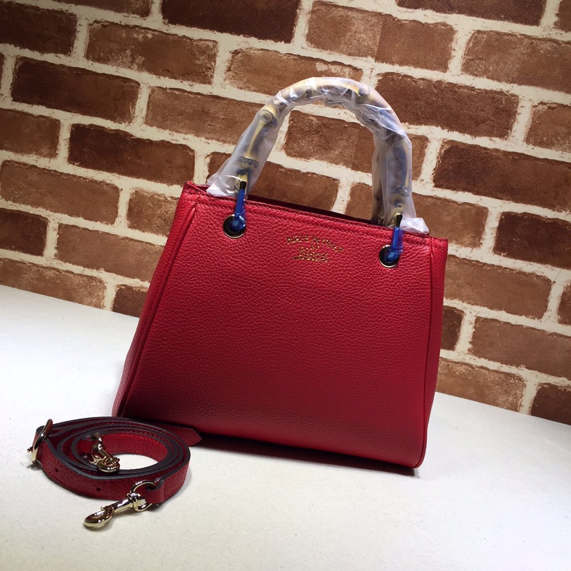 Gvc*1 bamboo shopper leather tote red 336032 28 x 22 x 12 cm