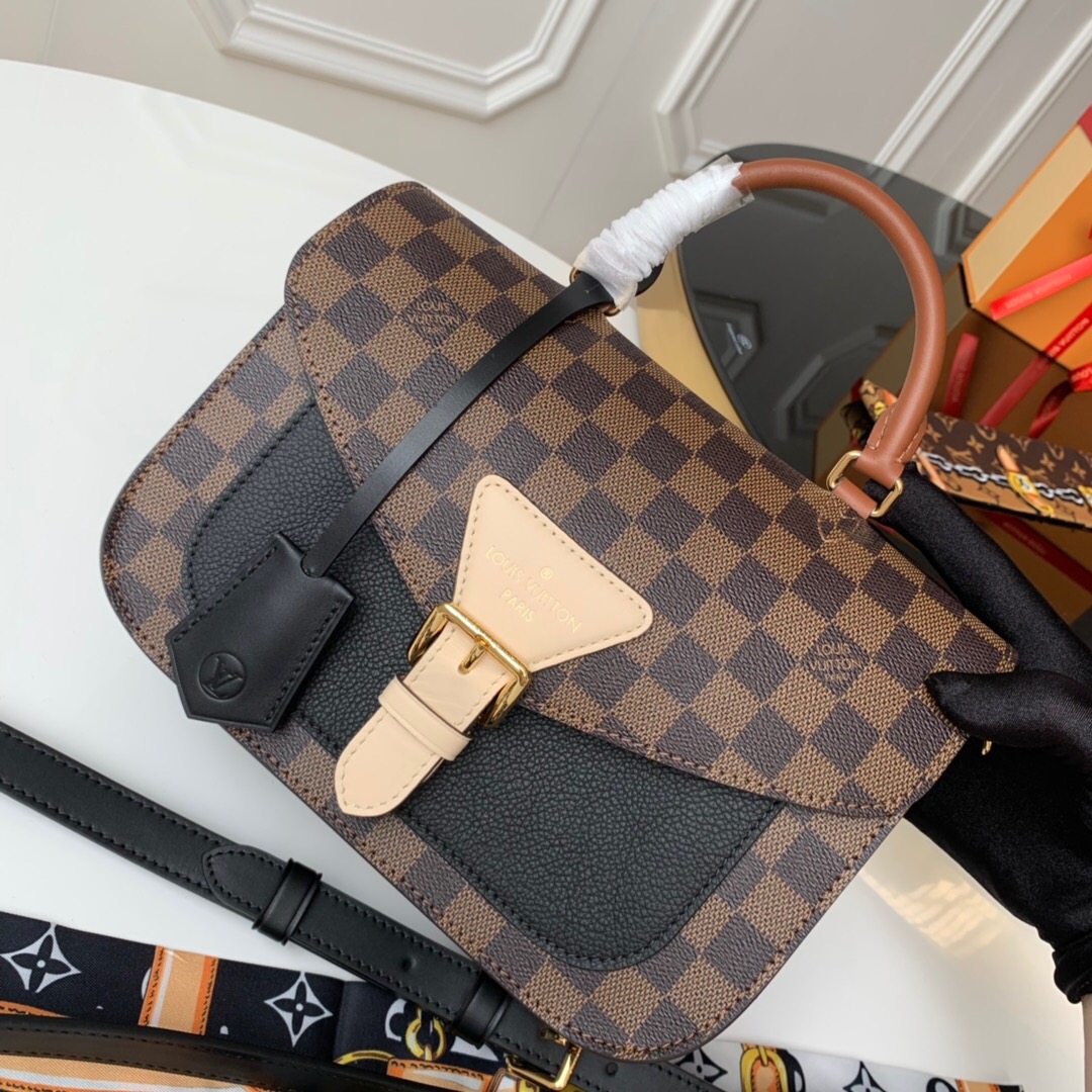 l0vis Vvtt0n beaumarchais 2way crossbody bag damier ebene canvas black/beige n40148 25 x 18.5 x 9.5 cm