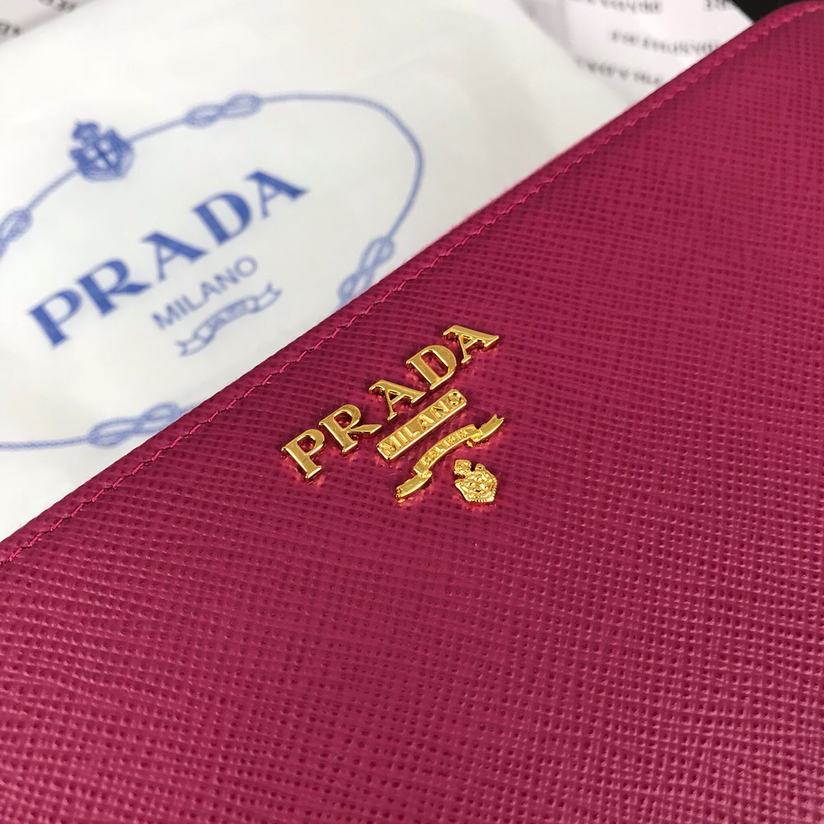 Pra*a large saffiano leather wallet hibicus 1ml506 20 x 10 cm