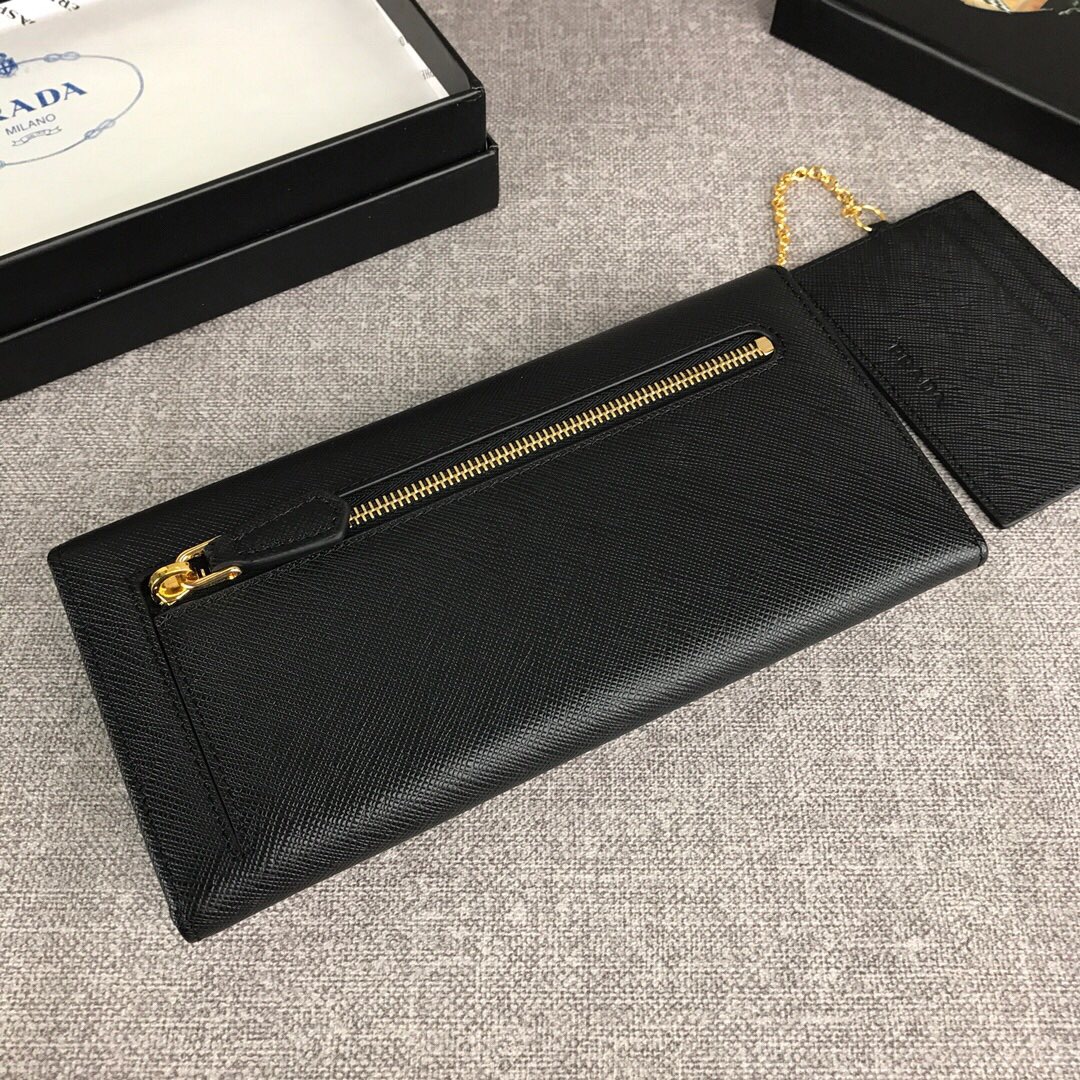 Pra*a large saffiano leather wallet black 1mh132 18.7 x 9.5 cm