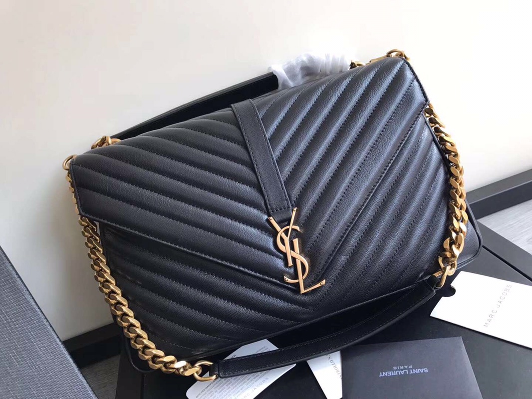 Y51 large college tote leather gold metal black 392738 32 x 21 x 8 cm