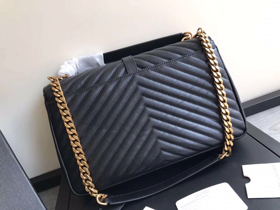 Y51 large college tote leather gold metal black 392738 32 x 21 x 8 cm