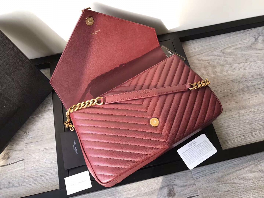 Y51 large college tote leather gold metal burgundy 392738 32 x 21 x 8 cm