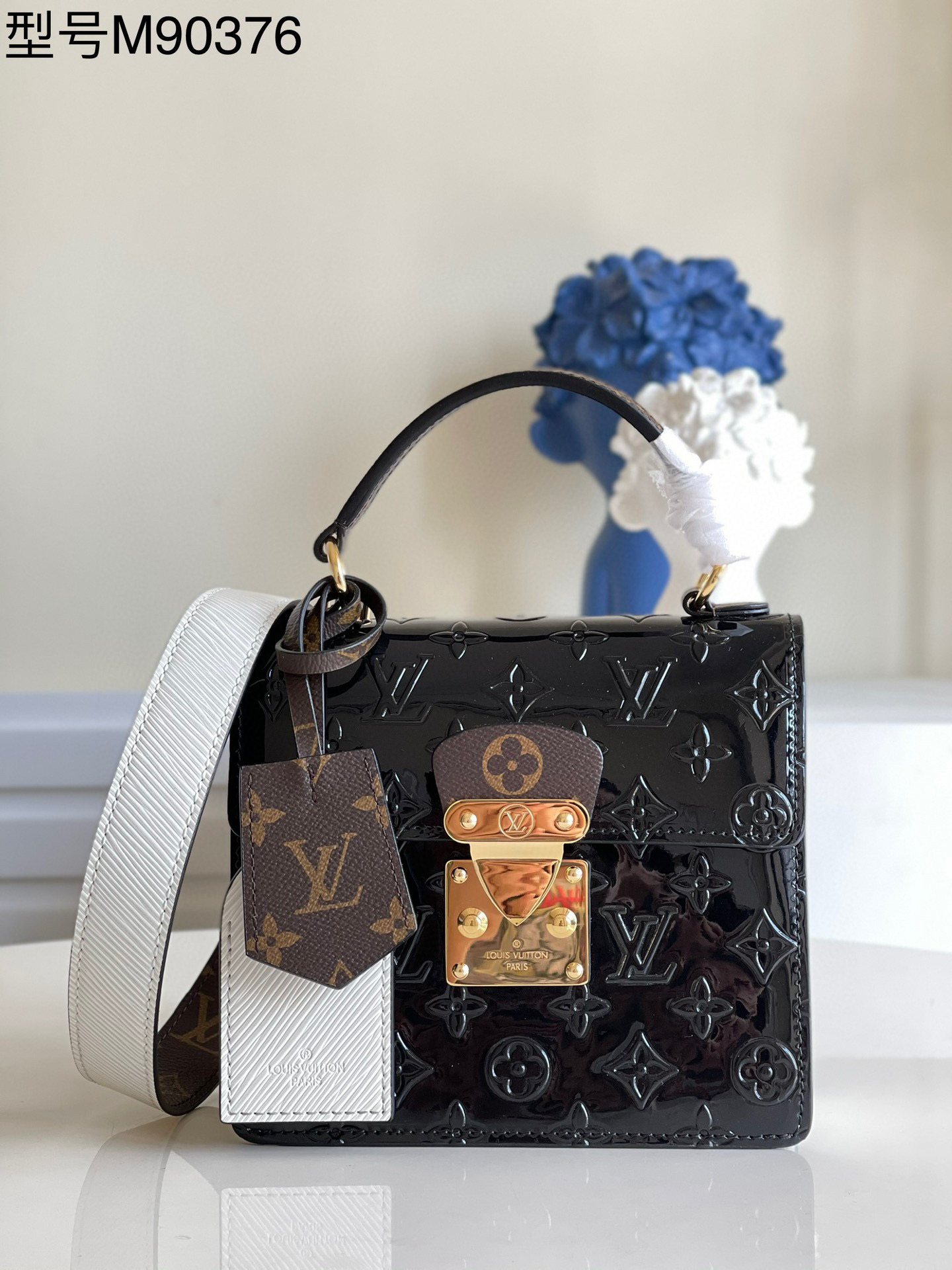 l0vis Vvtt0n spring street handbag monogram vernis leather black m90375 17 x 16 x 8.5 cm