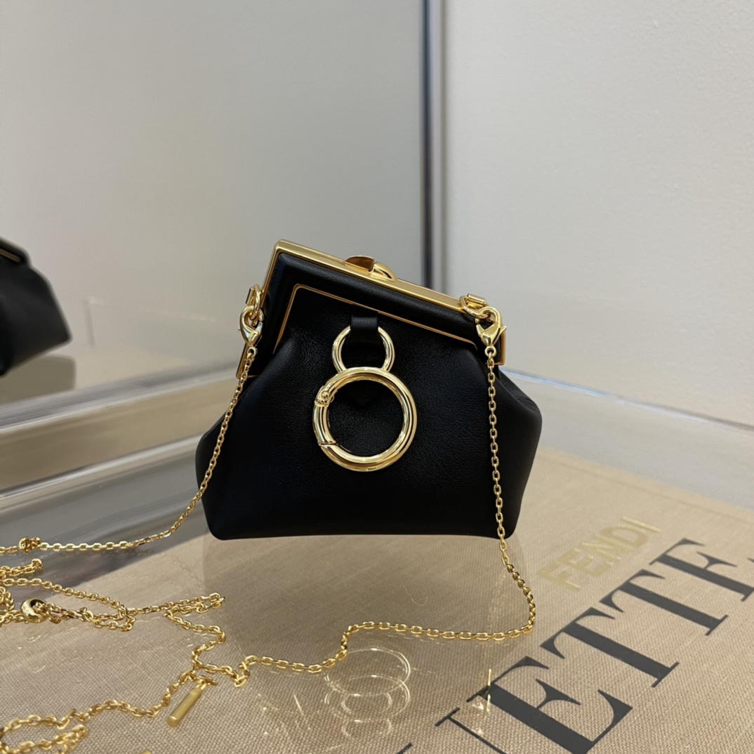 F**di nano first charm nappa leather black 7as051 11.5 x 5.5 x 10 cm