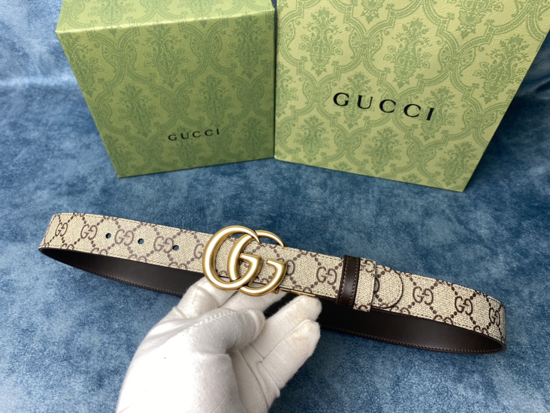 Gvc*1 marmont thin belt double g buckle in brown