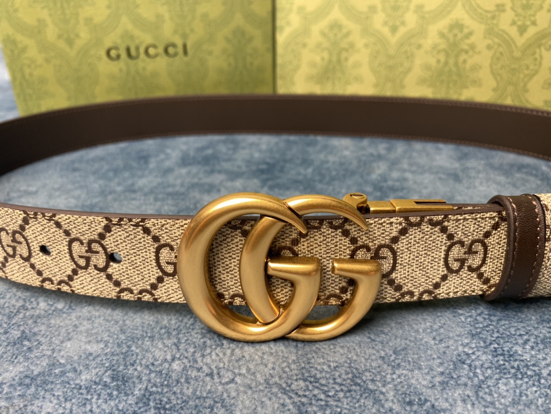 Gvc*1 marmont thin belt double g buckle in brown