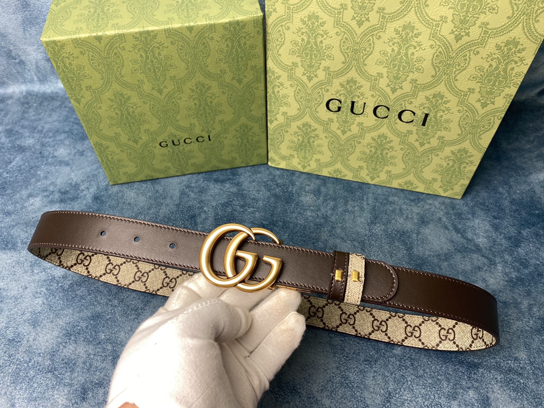 Gvc*1 marmont thin belt double g buckle in brown