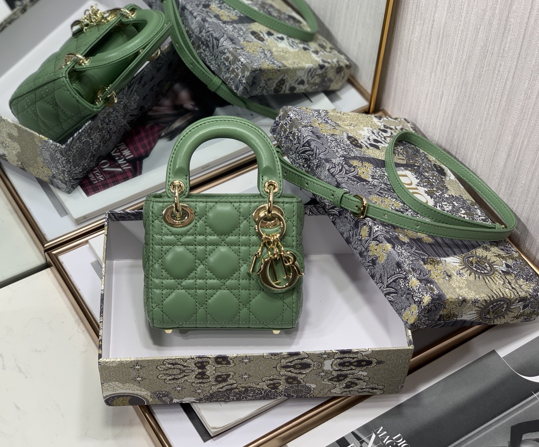 D10r micro lady D10r bag lambskin dark mint s0856 12cm