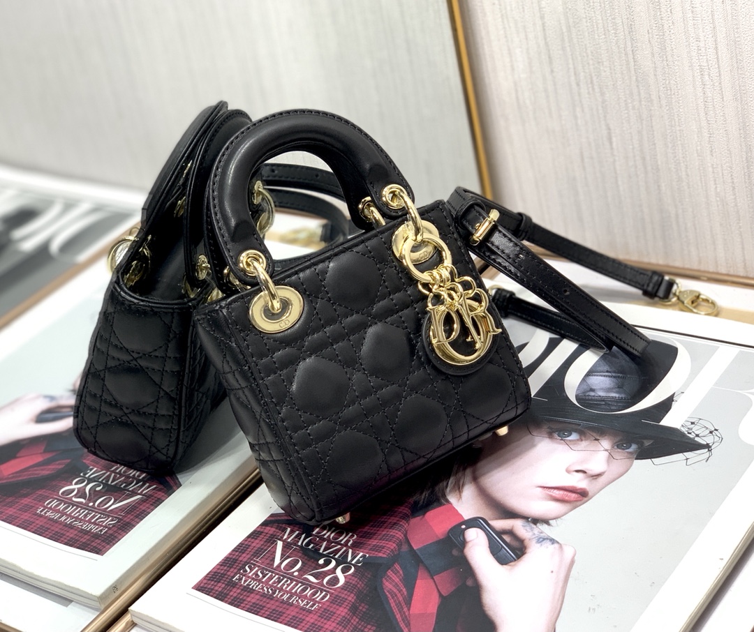 D10r micro lady D10r bag lambskin black s0856 12cm