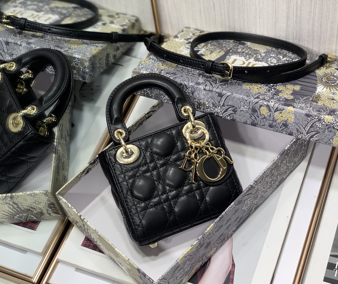 D10r micro lady D10r bag lambskin black s0856 12cm