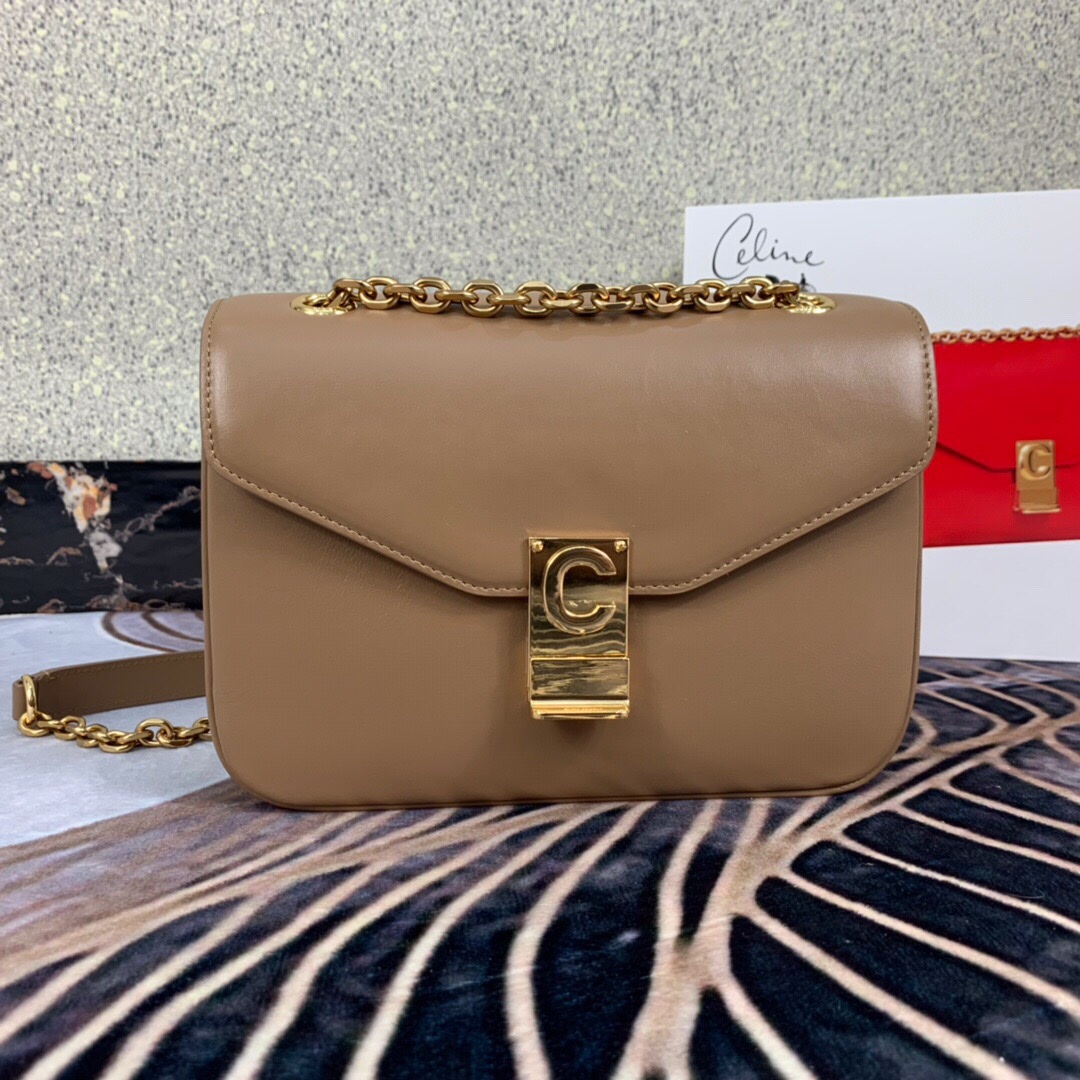 Ce1i*e pre-owned 2020s c charm shoulder bag taupe 370348 21.5 x 15 x 7 cm