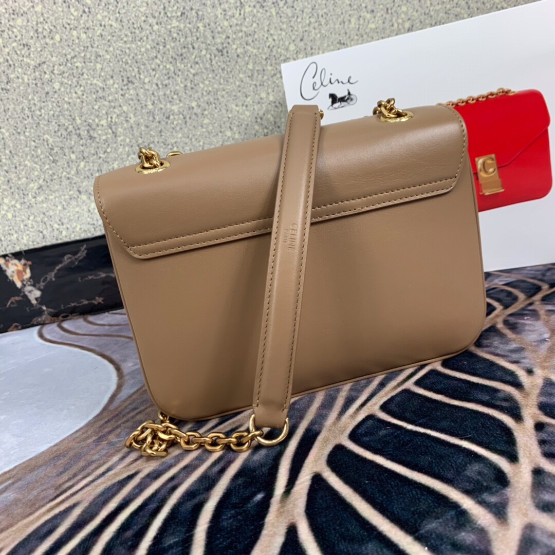 Ce1i*e pre-owned 2020s c charm shoulder bag taupe 370348 21.5 x 15 x 7 cm