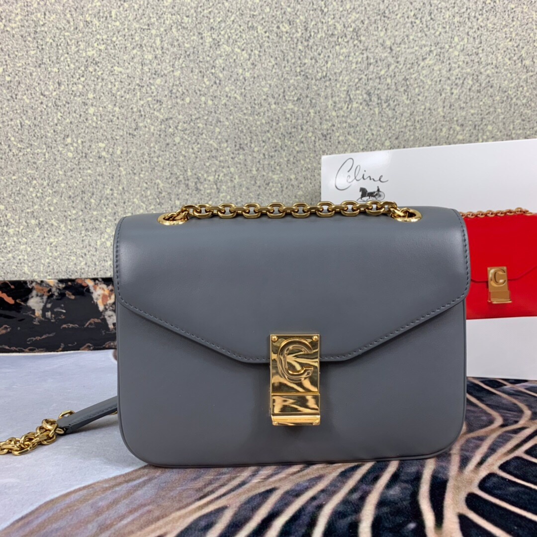 Ce1i*e pre-owned 2020s c charm shoulder bag gray 370348 21.5 x 15 x 7 cm