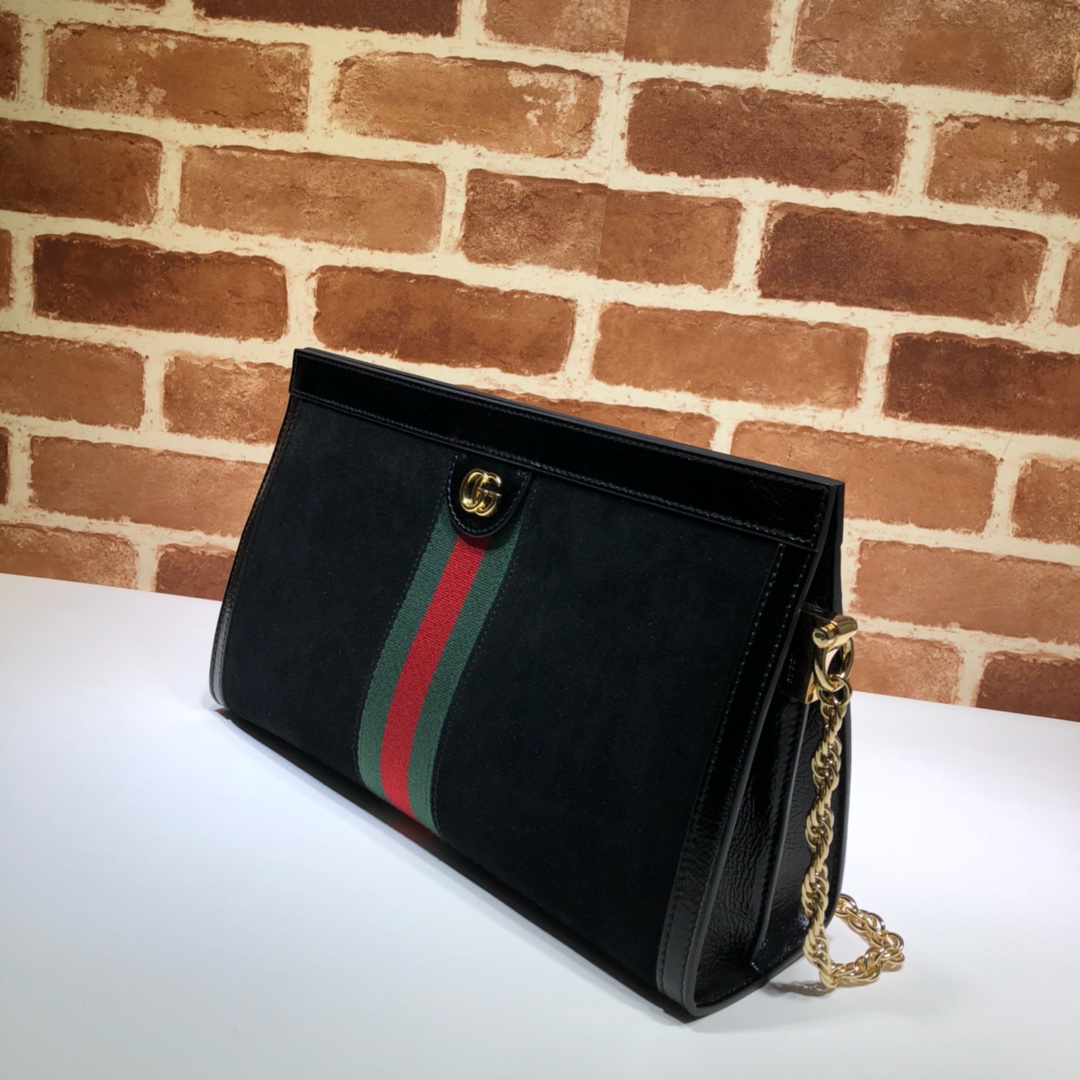 Gvc*1 medium ophidia gg shoulder bag in velvet black 503876 32.5 x 20 x 10 cm