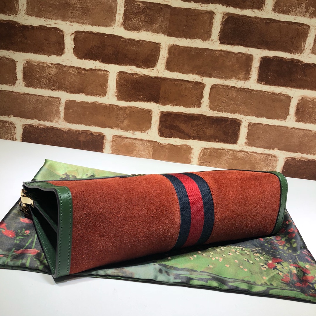 Gvc*1 medium ophidia gg shoulder bag in velvet orange/green 503876 32.5 x 20 x 10 cm