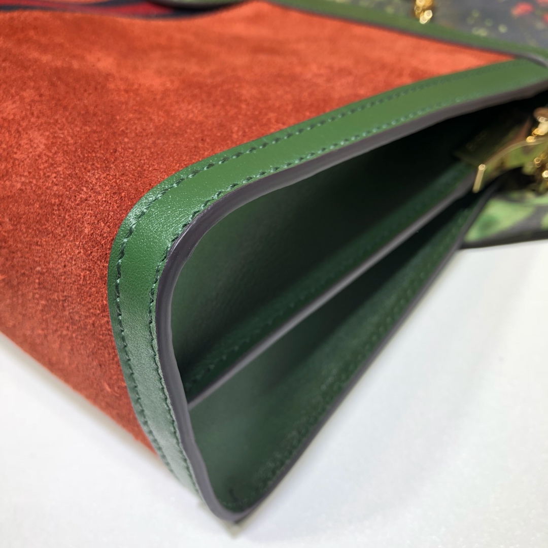 Gvc*1 medium ophidia gg shoulder bag in velvet orange/green 503876 32.5 x 20 x 10 cm