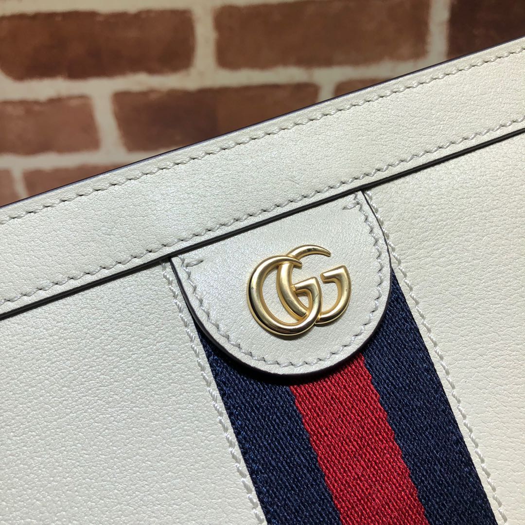 Gvc*1 medium ophidia gg shoulder bag in leather white 503876 32.5 x 20 x 10 cm