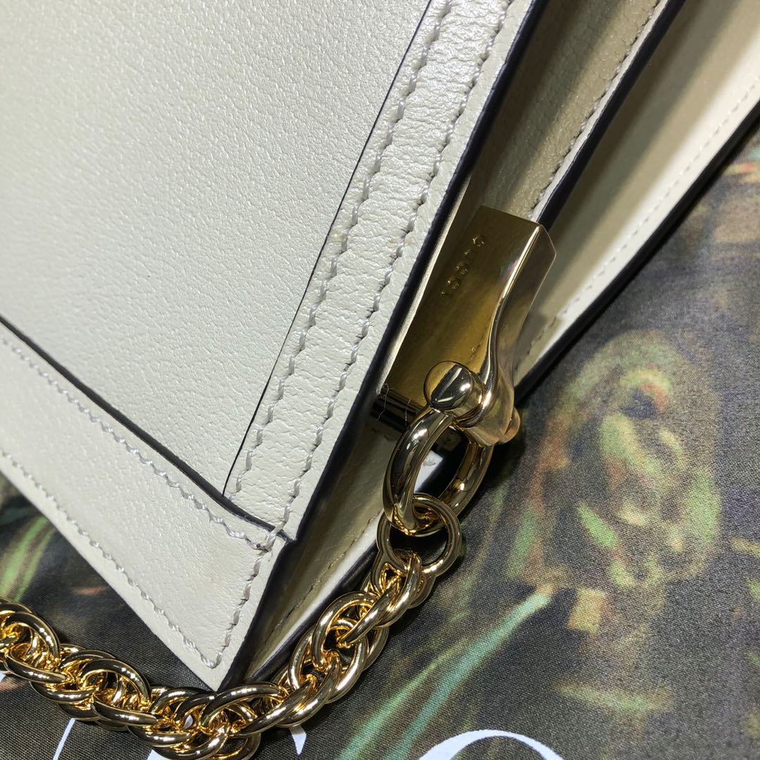 Gvc*1 medium ophidia gg shoulder bag in leather white 503876 32.5 x 20 x 10 cm