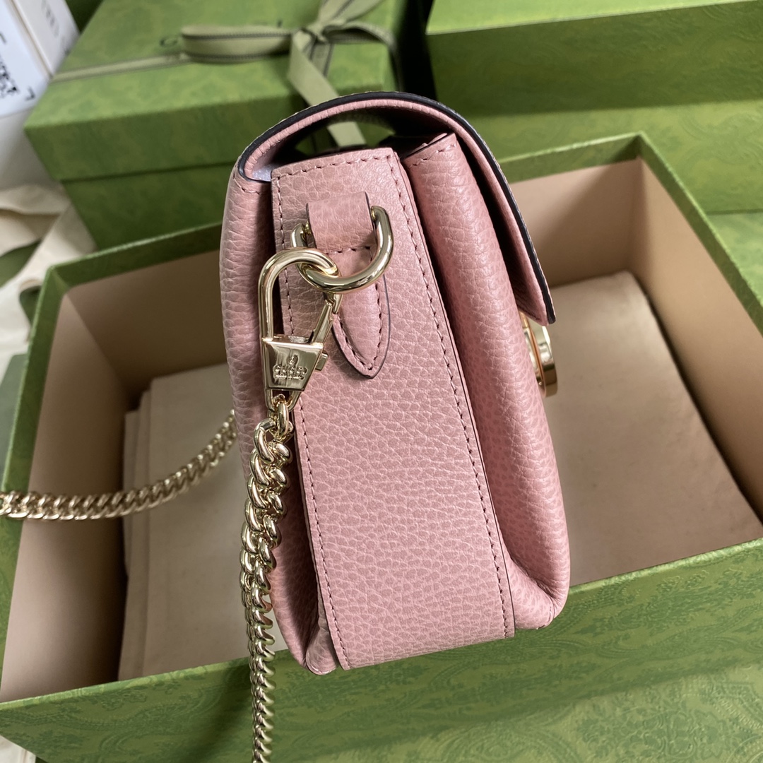 Gvc*1 interlocking g leather crossbody bag pink 607720 22 x 15 x 7 cm