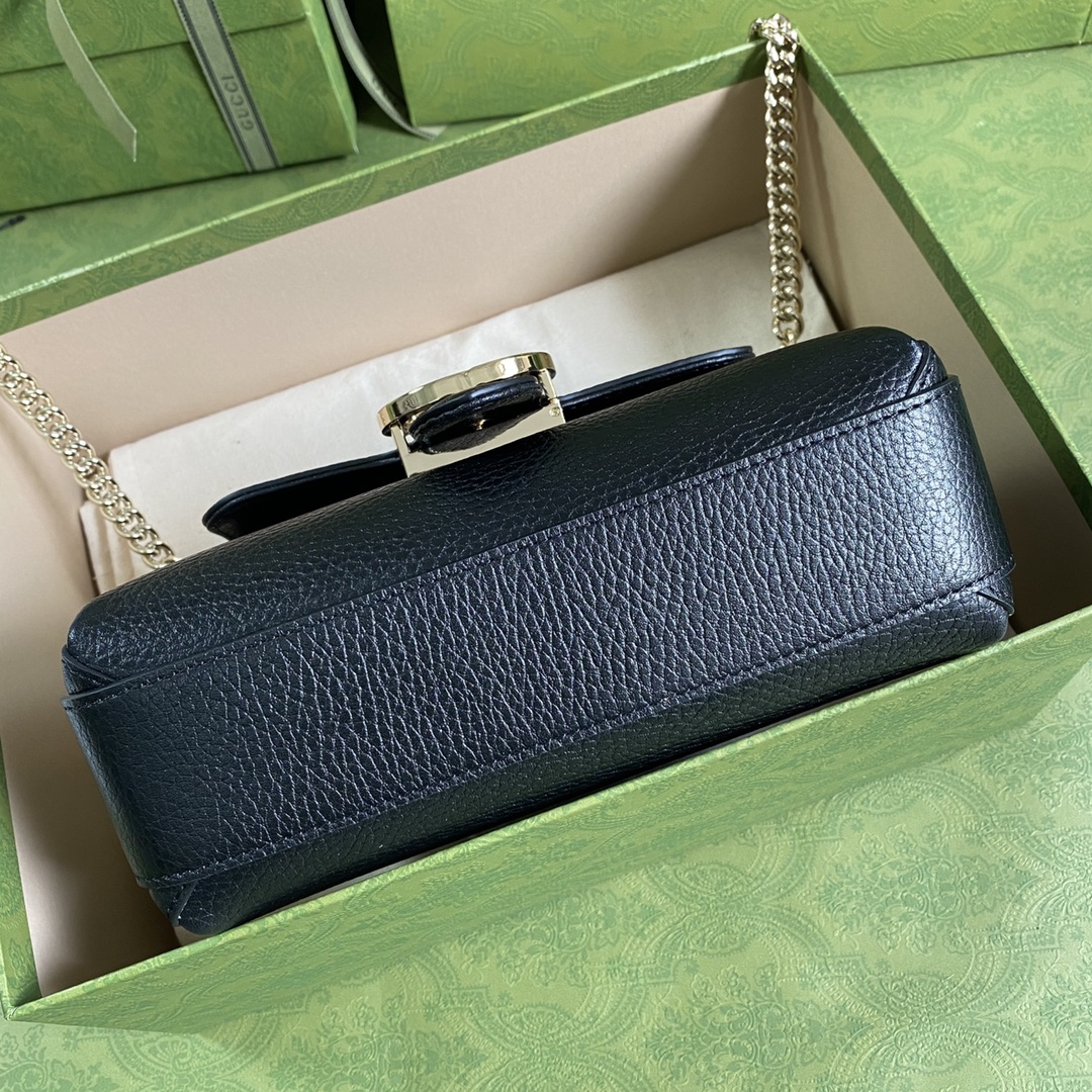 Gvc*1 interlocking g leather crossbody bag black 607720 22 x 15 x 7 cm
