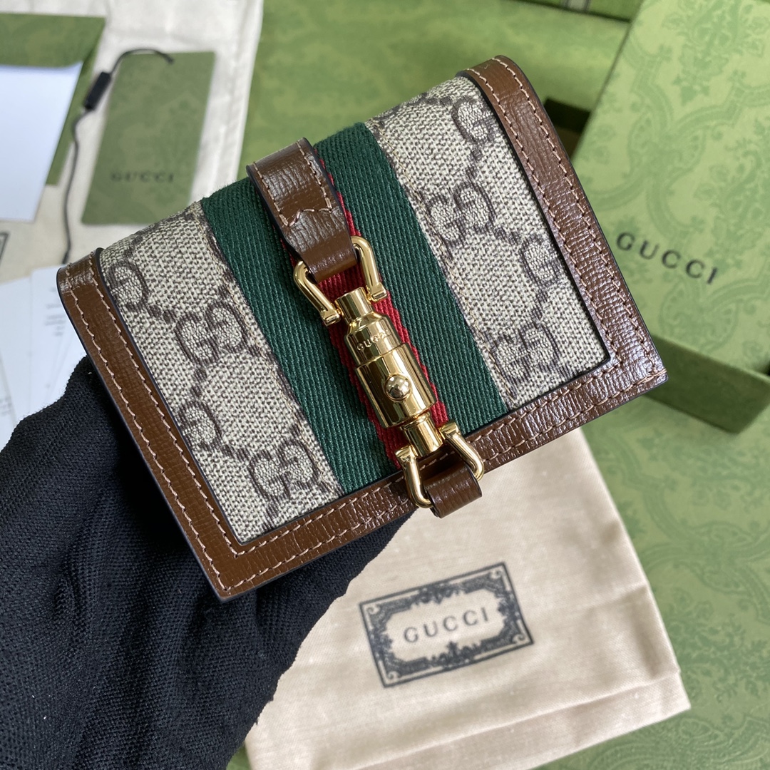 Gvc*1 jackie 1961 card case wallet gg svp*me canvas beige ‎645536 11 × 8.5 x 3 cm
