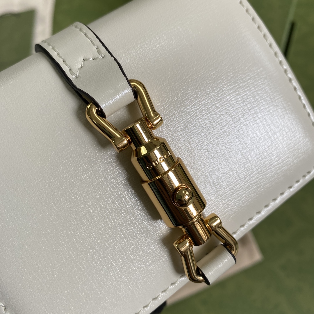 Gvc*1 jackie 1961 card case wallet gg white ‎645536 11 × 8.5 x 3 cm